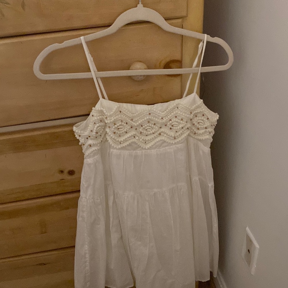 Zara beaded cowrie shell flowy babydoll mini dress